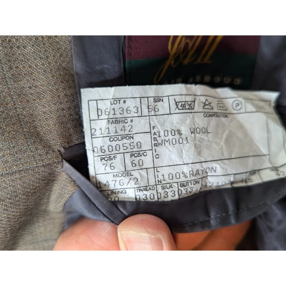 Joseph Abboud Wool Sport Blazer Jacket Men's 42L Gray Window Pane 2 Buttons USA